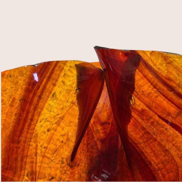 🤎 LUCITE MID CENTURY VINTAGE HANDKERCHIEF VASE BOWL CENTERPIECE TORTOISESHELL - Picture 8 of 8